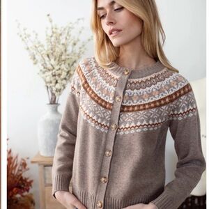 MAREA Louise Fair Isle Cardigan Sweater Small